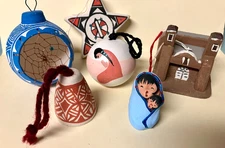 Lot of 6 Assorted - N.M.  South West Style  - Handmade Christmas Ornaments