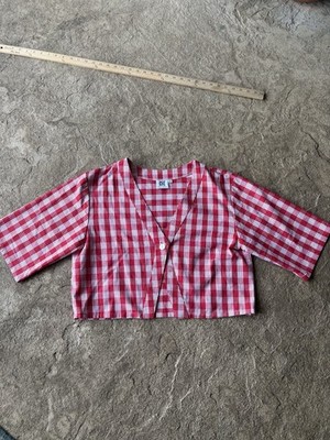 Women s Kahui Palaka Made In Hawaii Top Palaka Size S Red Pattern Button Front