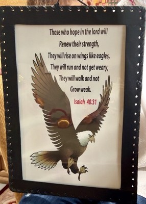 Hand-Painted Leather Wall Art : Soar with Hope | Eagle Portrait Wall Art- Unique