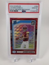 2024 PANINI DONRUSS OPTIC PREVIEW-RED WAVE #389 JAYDEN DANIELS ROOKIE RC PSA 10
