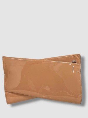 Christian Louboutin Women's Beige Loubitwist Patent Leather Small Clutch Bag
