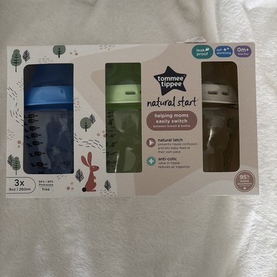 Tommee Tippee Natural Start Anti colic 9oz Slow Flow 0m+ Bottles Leak Proof 3pk
