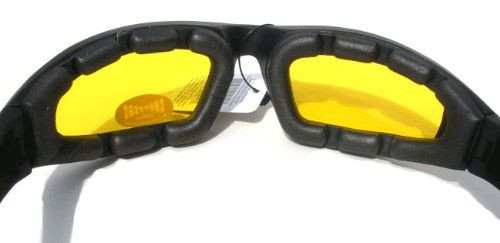 Nachtfahren Gepolsterte Motorradbrille 901 schwarzes Gestell mit gelber Linse - Bild 2 von 6
