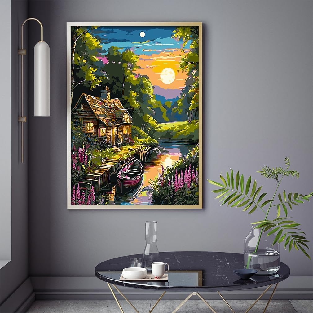 Paint by Numbers Landscape,Paint by Numbers for Adults Beginner,Moon