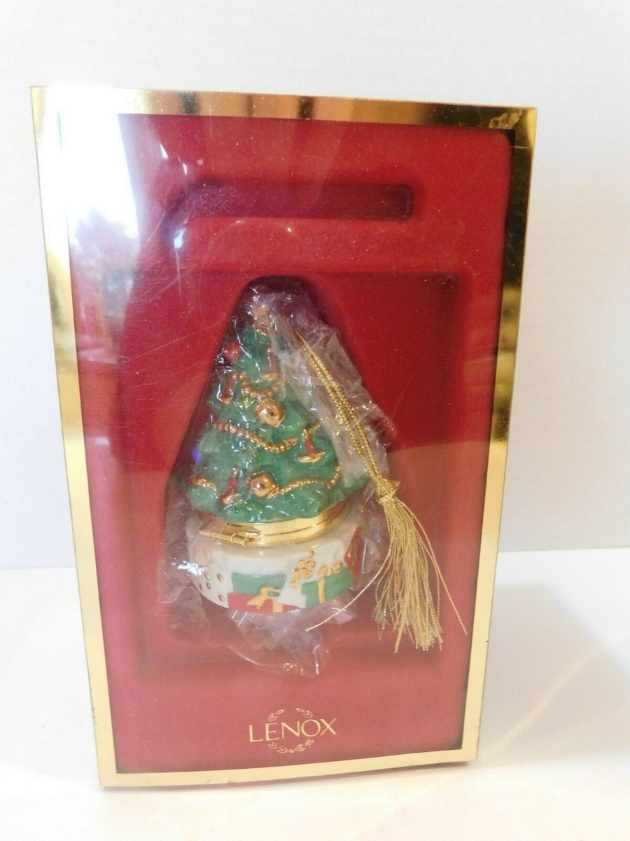 レノックスLenox Christmas Tree Treasure Box Lenox Christmas Tree Box Ornament in Box Hinged Present Box | eBay