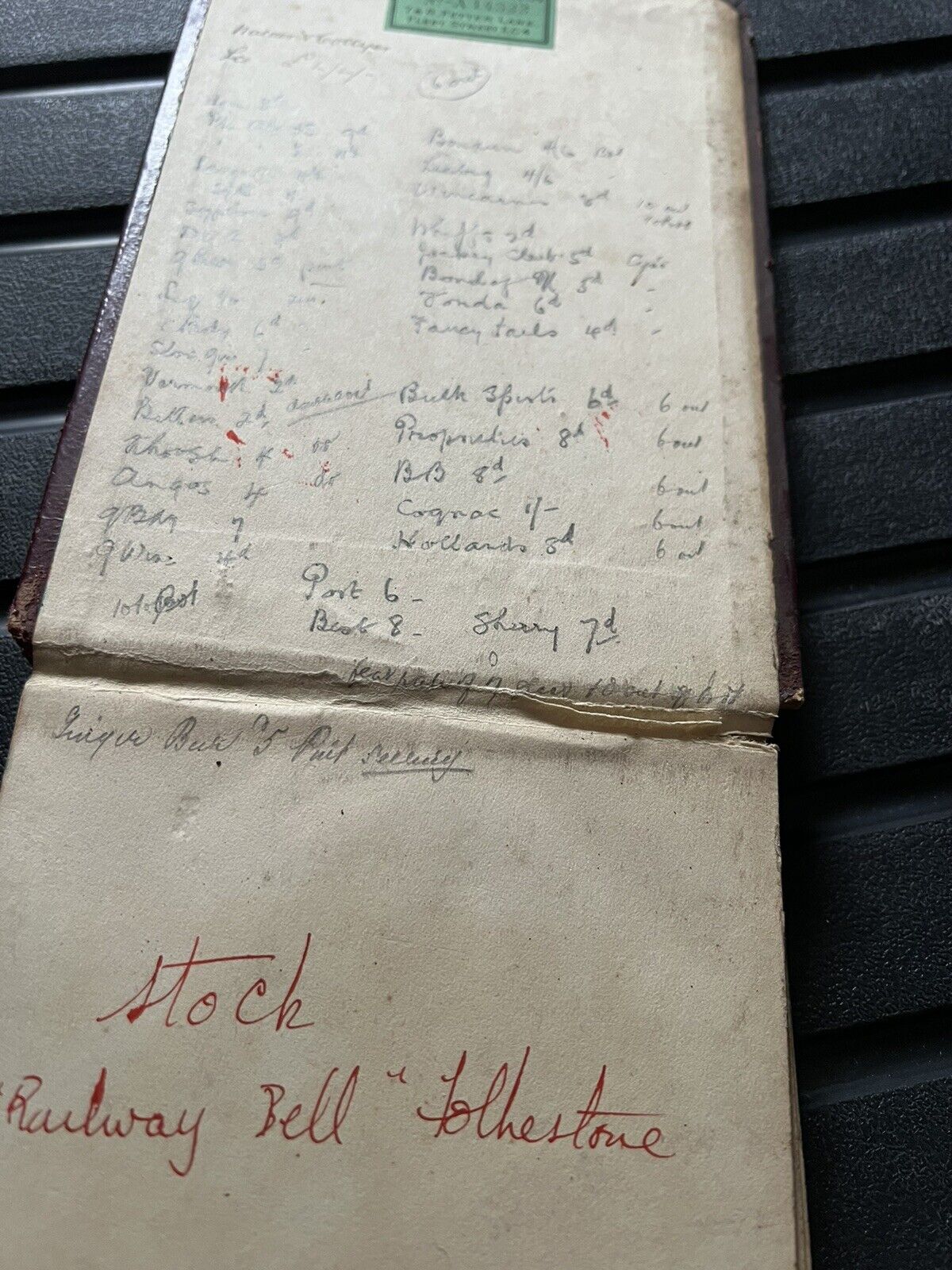 Vintage Ledger Cash Accounts Stock Book 1921 RAILWAY BELL PUB FOLKSTONE KENT old - Picture 2 of 14