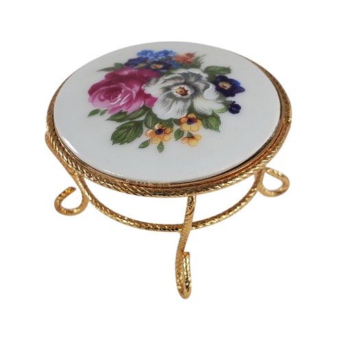Dollhouse Miniature Table Round Porcelain Floral Gold EME - Spain 1:12 - Picture 7 of 11