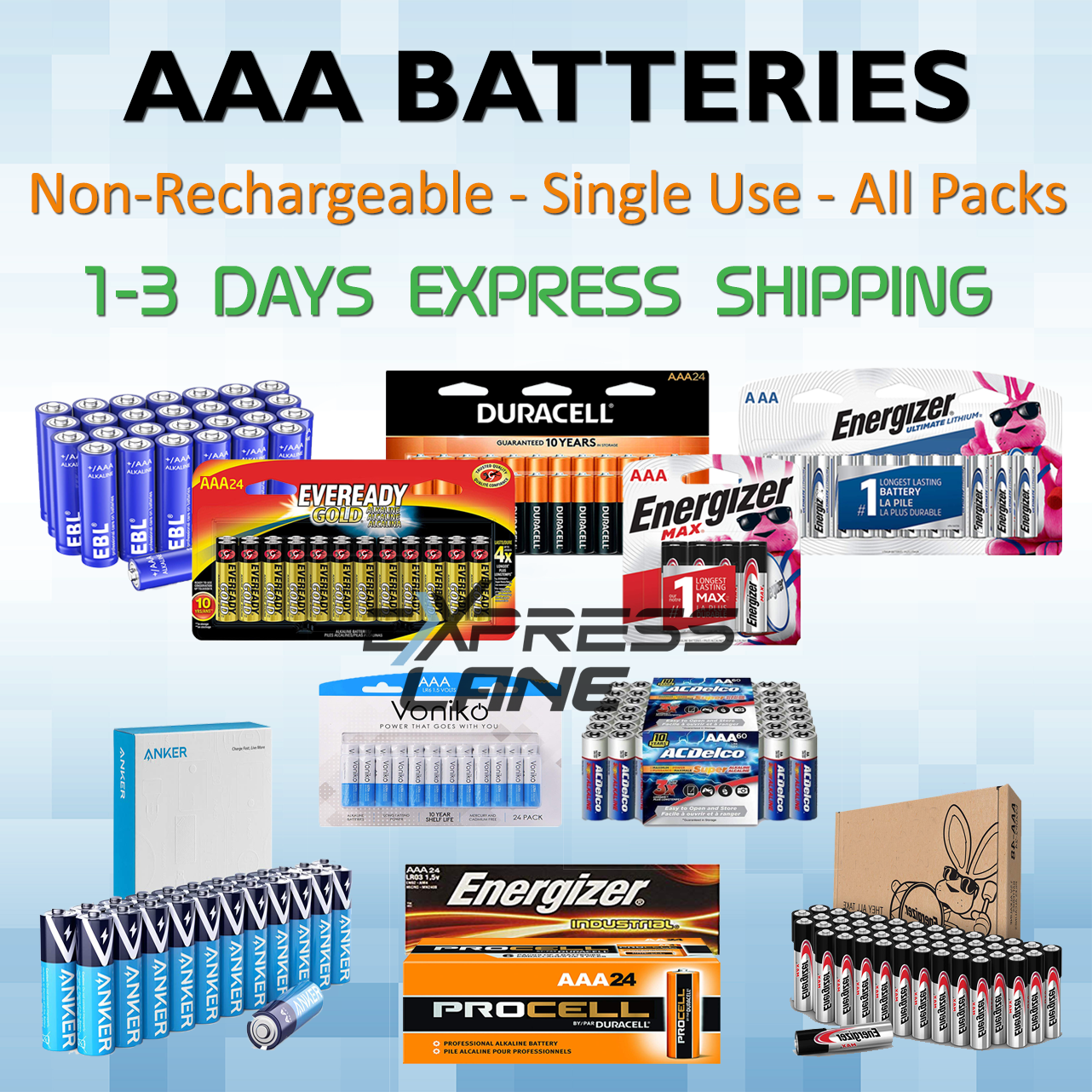 Batteries AAA Non-Rechargeable Alkaline 4/8/10/16/24/48/100 packs lot FAST SHIP-image