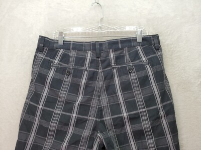Apt. 9 Chino Shorts Men's Size 34 Black Plaid Cotton Golf