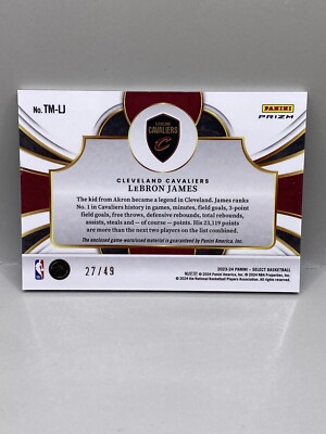 2023-24 Panini Select LeBron James /49 GAME WORN PATCH