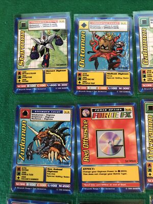 digimon first edition cards Vintage First Edition Digimon Cards Lot of 12 (Starmon, Octomon, Zudomon,  etc.)