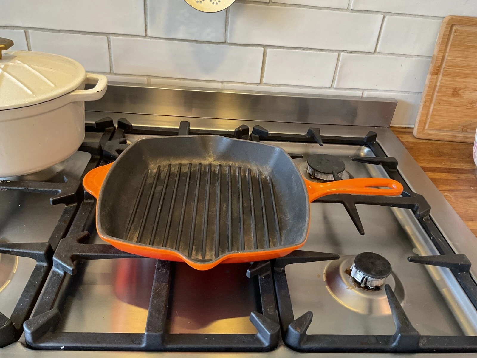 Le Creuset No. 26 Cerisse Enamelled Cast Iron Square Grill Pan Skillet Griddle