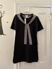 Solutions NEW Black Womens Size M Knit Short Sleeved Sweater Dress Glengarry Bow