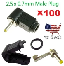 100 Pieces Right Angle 10*2.5x 0.7mm DC Power Male Plug Soldering Connector