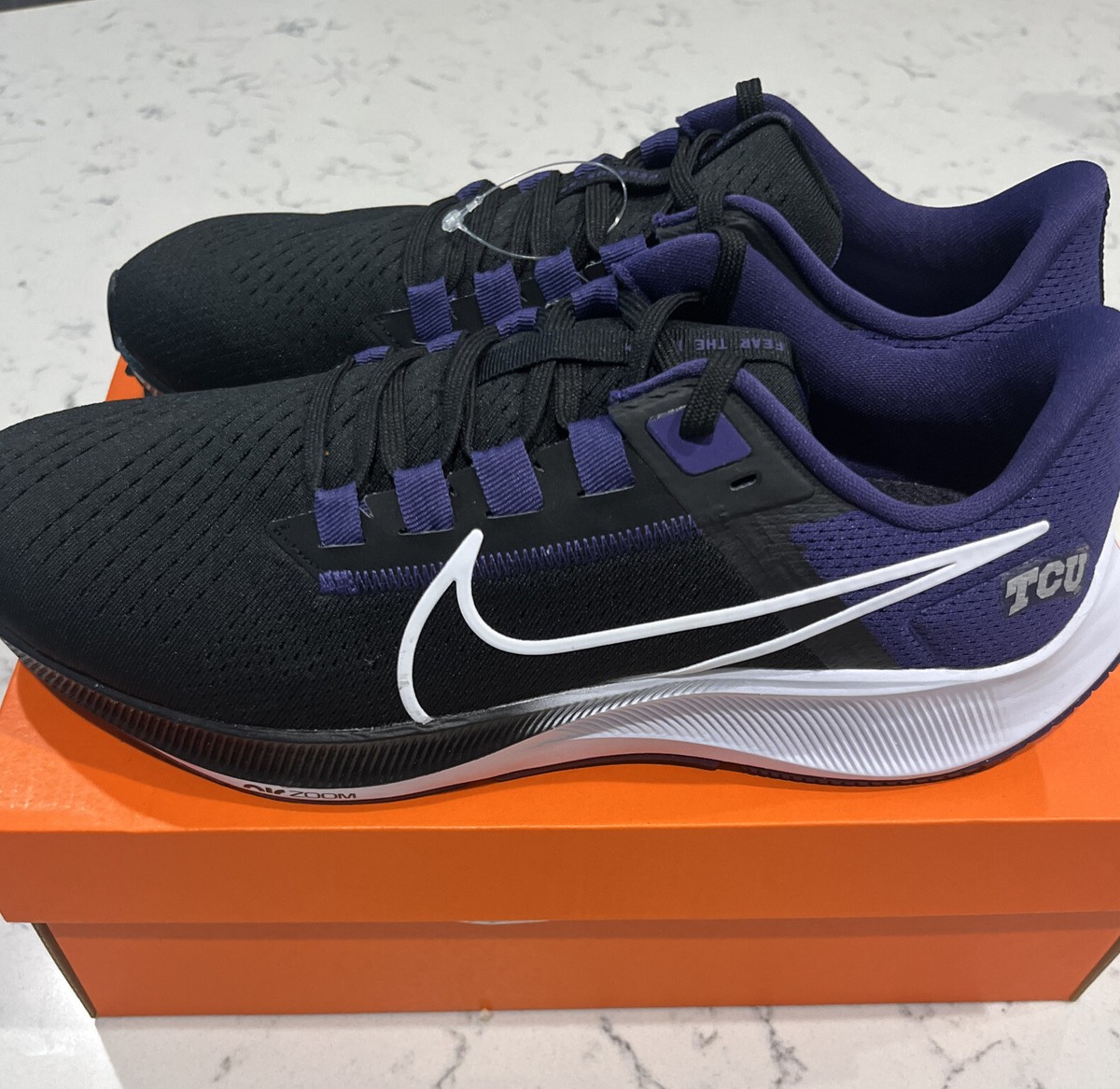 Nike TCU Horned Frogs Zoom Pegasus 38 Running Shoes Black  display picture 2