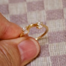 NEW 14K YELLOW GOLD ONE THIRD CARAT MARQUISE DIAMOND RING GUARD size 6.75