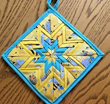 Handmade Folded Star Potholders - "Lovin' those Gnomes!"