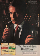 1982 Vintage Print Ad Barclay The Pleasure is Back Man Smoking Lighting Up