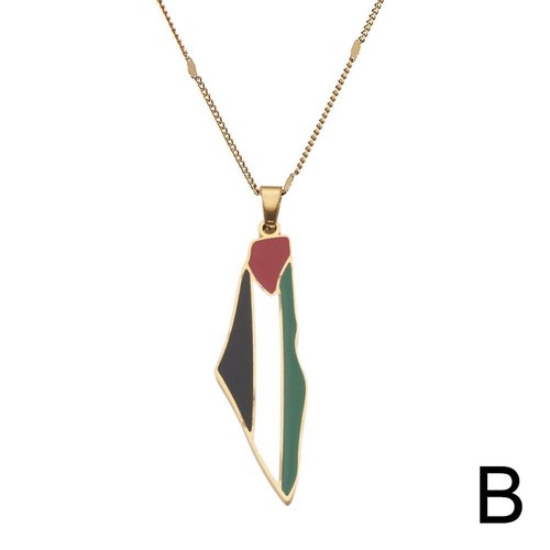 Collana Ciondolo Mappa Bandiera Palestina Israele 60cm Catena Acciaio Inox Uomo Bella - Foto 10 di 17