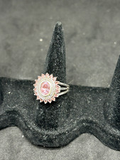 925 Sterling Silver Pink Crystal Ring Size 6.5 - 4.15g
