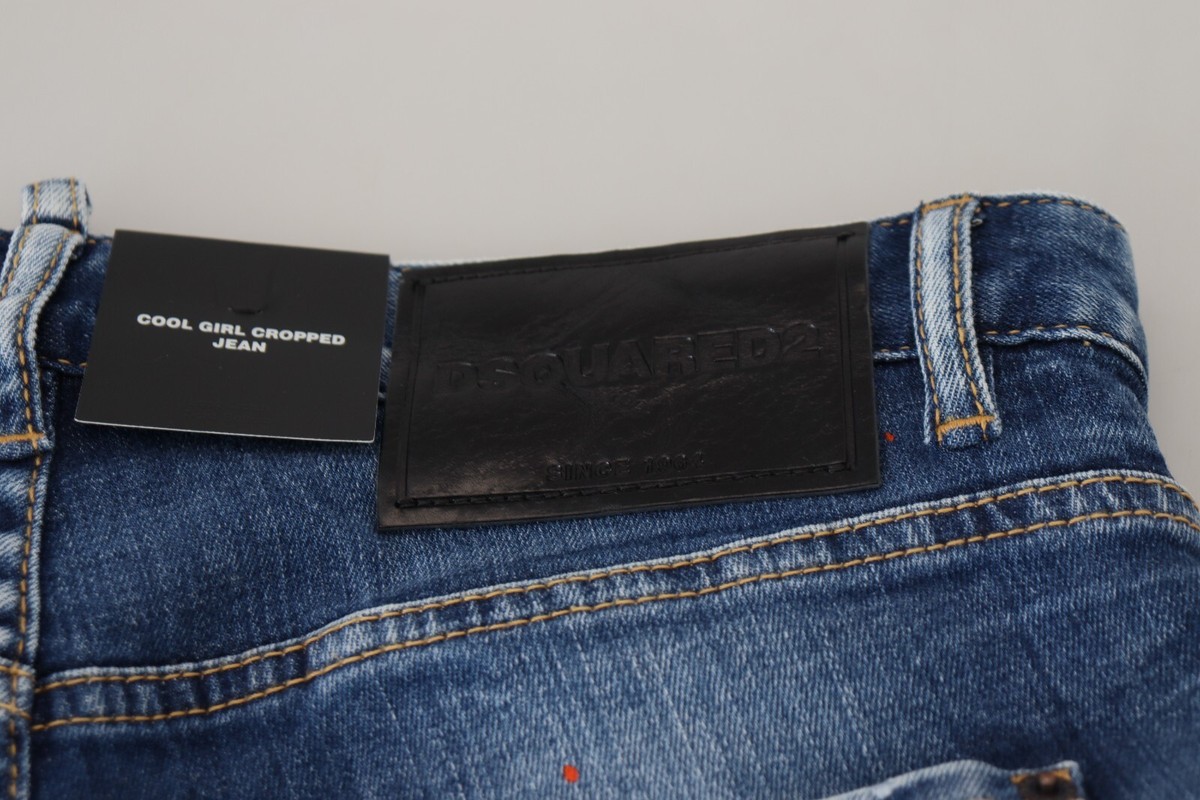 DSQUARED2 Jeans Cool Girl Blue Icon Low Waist Cropped Denim