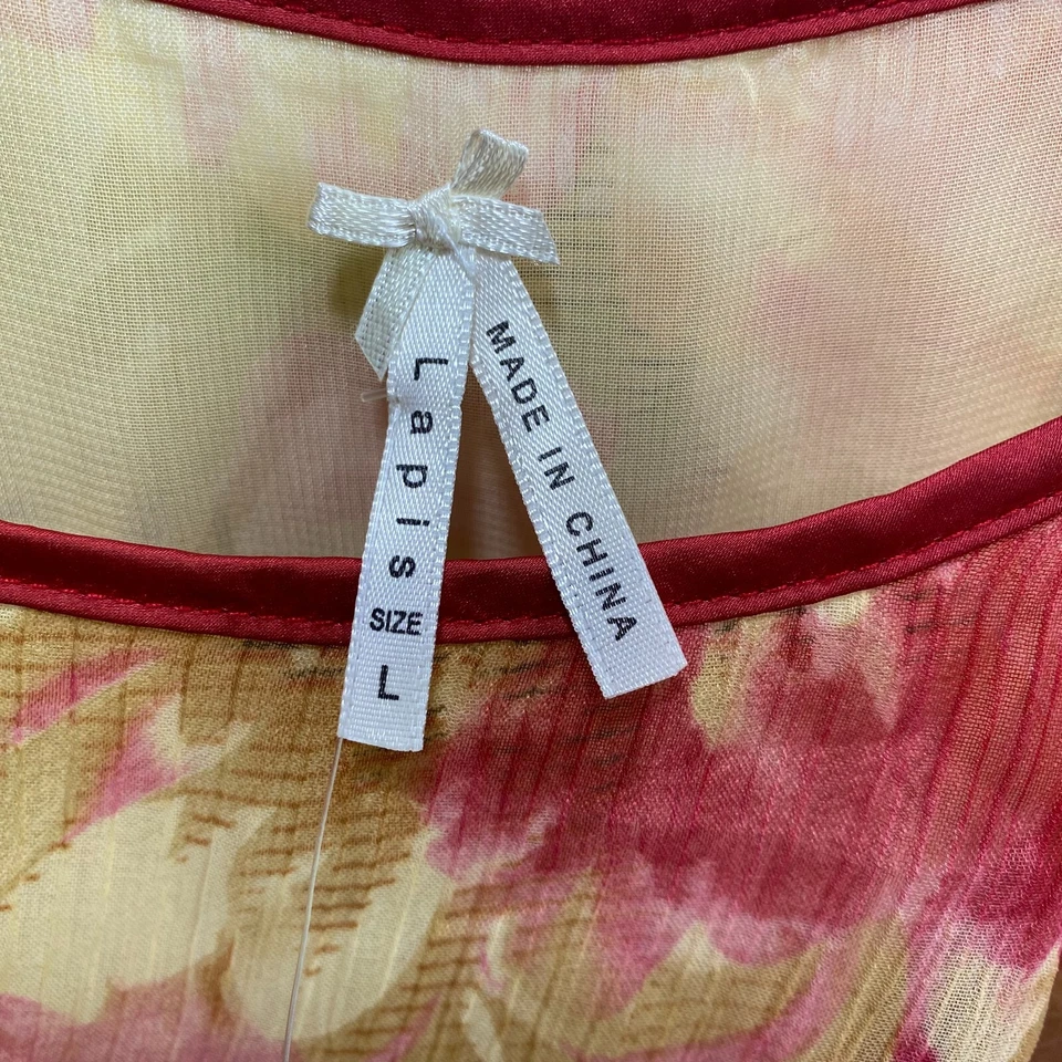 Blusa Top Lapislázuli Para Mujer L Floral Rosa Volantes Y2K Años 90 Transparente Fiesta Club Recorta Foto 3 de 4