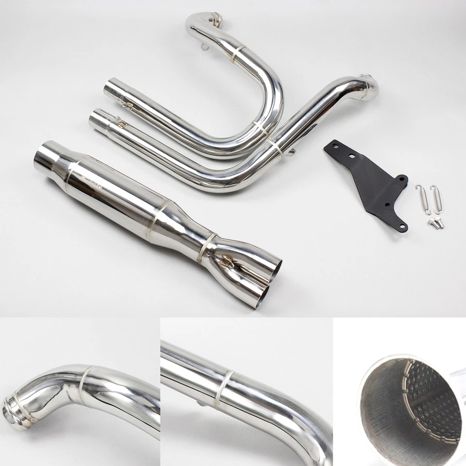 Stainless Steel Twin Cam 2 in 1 Exhaust Pipe for Harley Dyna Super Glide Sport Foto 2 de 4