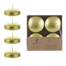 Mega Candles - Unscented 3" Floating Disc Candles - Gold, Set of 12