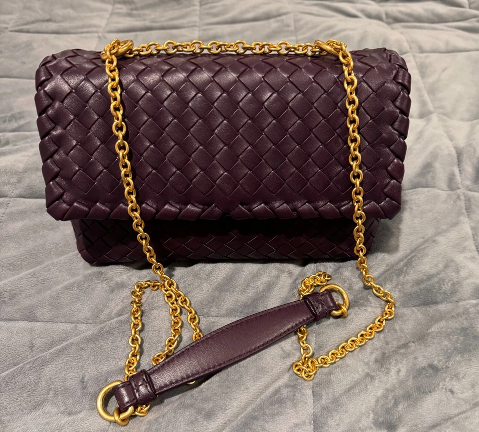 BOTTEGA VENETA Intrecciato Baby Olimpia Shoulder Bag - Purple/Dark Barolo
