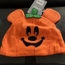 Disney Mickey Mouse Jack O  lantern Pumpkin Beanie Hat Infant Size