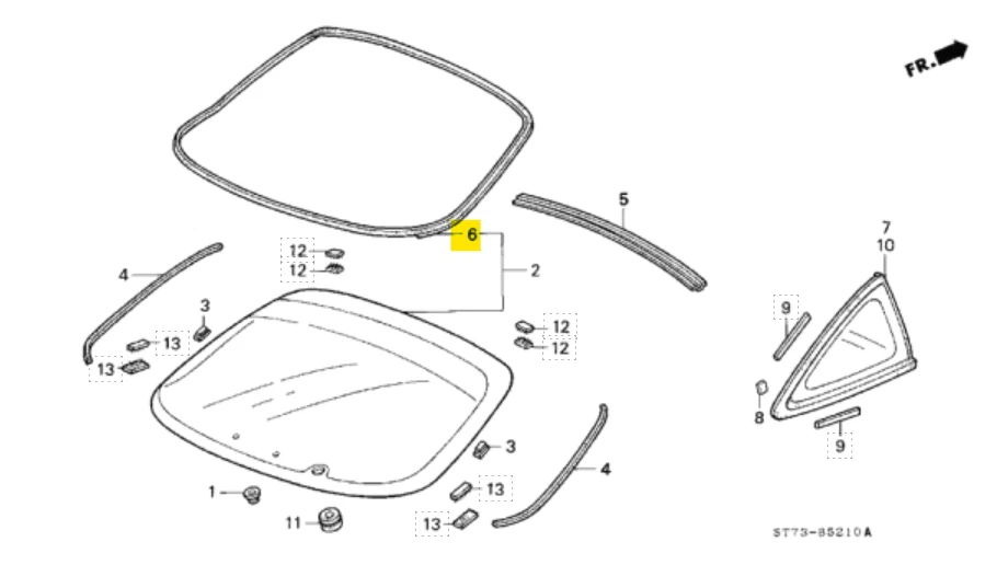 Уплотнение уплотнение уплотнение для уплотнения задней части хэтчбека для Acura Integra 1994-2001 3 двери DC2/DC4 - Изображение 2 из 4