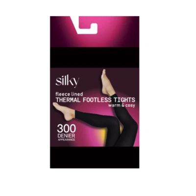 Silky Womens 300 Denier Fleece lined Thermal Footless Warm and Cosy Tights