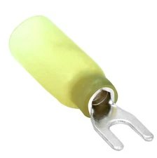 25 Heat Shrink Crimp Spade Terminal Wire Fork Connector Yellow 12-10 AWG GA #8 