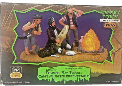 Spooky Town Halloween Treasure Map Trouble Lemax Lighted display Retired Vtg