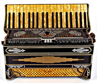 Vintage Paolo Soprani Accordion Italy Art Deco Design 41 Key / 120 Bass w Case
