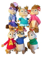 Set 6 Ty Beanie Babies Chipmunks Alvin Simon Theodore Brittany Eleanor Jeanette