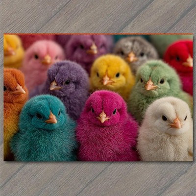 POSTCARD Colorful Easter Chicks Bright Spring Flock Cute Nursery Hatchlings