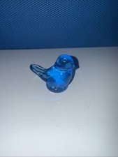 Vintage Signed Ron Ray Blue Bird of Happiness Art Glass Figurine Paperweight '91