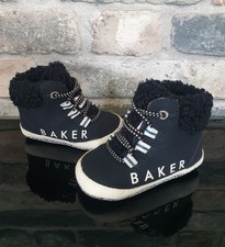 Baker by Ted Baker Borg Trim Baby Boots. 5" inch sole in Navy