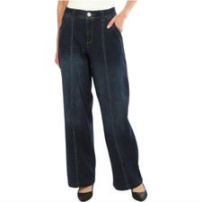 Democracy Wide Leg Women's Dark Blue High Rise Stretch Jeans Size 10 New