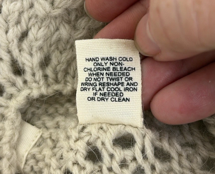 Suéter Tejido Abierto Mezcla Lana Sleeping on Snow S/M Capucha Cuello Beige Boho Indie Foto 4 de 4