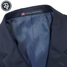 Mens 48 L Hart Schaffner Marx " Classic Cut " Solid Navy Wool Blazer Made USA