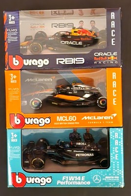 Burago Lot Of 3 1/43 Scale F1 Formula One Racing Oracle Mercedes-AMG McLaren