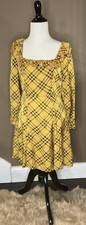 Urban Outfitters Womens Gold Black Kristen Plaid Ruffle Mini Dress Size S
