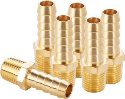 Brass Hose Barb Fittings,3/8'' Barb X 1/4'' NPT Male Air Hose Pipe Fittings,Compre