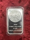5 Oz .999 Silver Bar Buffalo Design 5 Troy Ounces Of Pure Silver