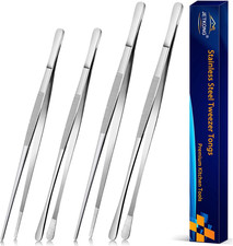 4 Pcs Kitchen Tweezers Tongs Stainless Steel Cooking Tweezers Set, Professional
