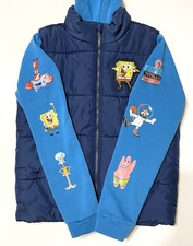 SpongeBob SquarePants Hoodie Boy s Puffer Vest Nickelodeon Size 18 Rare Used