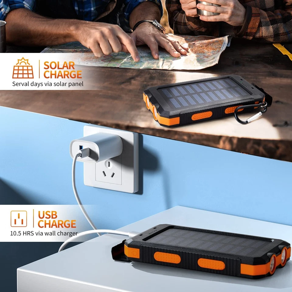900000mAh Dual USB External Solar Power Bank LED Battery Charger for Cell Phone - Image 2 of 4