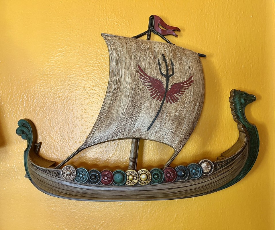 Syroco Viking ship wall hanging is peak 1960s Nordic kitsch — plastic injection-molded art that's genuinely collectible and almost impossible to find in good condition.
